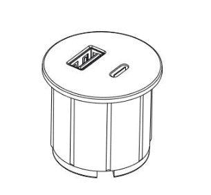ASA 06029Z00037 Nabíjecí HUB vestavný VERSAPICK, 1xUSB 5V (typ A+C), ⌀42mm, kulatý, kov, černá matná ASA 06029Z00037 Nabíjecí HUB vestavný VERSAPICK, 1xUSB 5V (typ A+C), ⌀42mm, kulatý, kov, černá matná